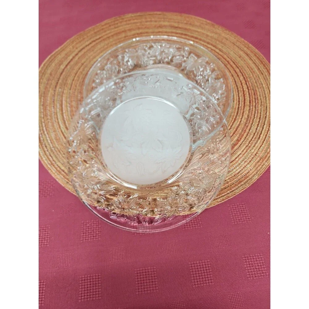 PrincessHouse Fantasia Lunch Plates ~3~ Clear Rim Frost Center Poinsettia Design